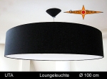 XXL Loungeleuchte UTA Ø100 cm Pendellampe mit Lichtrand Diffusor schwarze Lampe